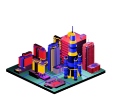 Isometric building in retro style png