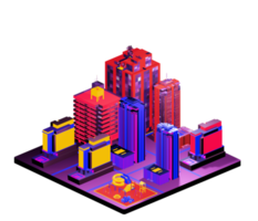 Isometric building arrangement png