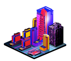 Retro isometric building png