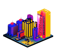 Retro isometric building png