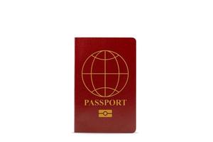small red passport isolated on white background photo