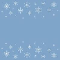 Banner with white snowflakes on the edges on a blue background. vector illustration