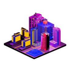 Isometric building in retro style png