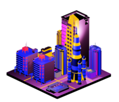 Isometric building in retro style png