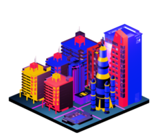 Retro isometric building png