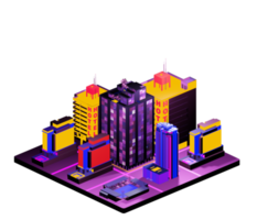 Retro isometric building png