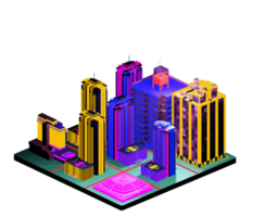 Isometric building in retro style png