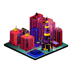 Retro isometric building png