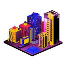 Isometric building arrangement png