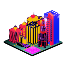 Retro isometric building png