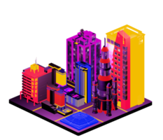 Isometric building in retro style png