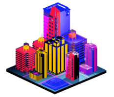 Retro isometric building png