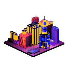 Isometric building in retro style png