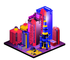 Isometric building arrangement png