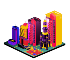 Retro isometric building png