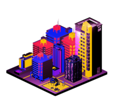 Retro isometric building png