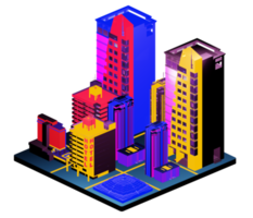 Retro isometric building png