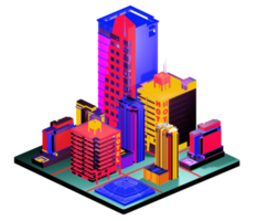 Retro isometric building png