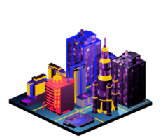 Retro isometric building png