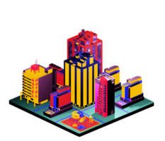 Isometric building arrangement png