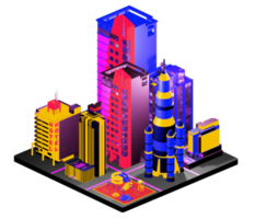 Retro isometric building png