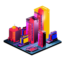 Isometric building arrangement png