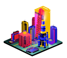 Retro isometric building png