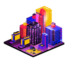 Isometric building in retro style png