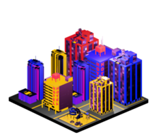 Retro isometric building png