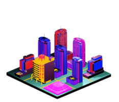 Retro isometric building png