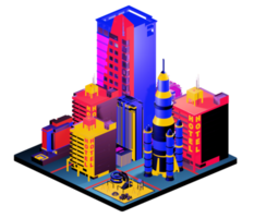 Retro isometric building png