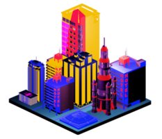 Retro isometric building png