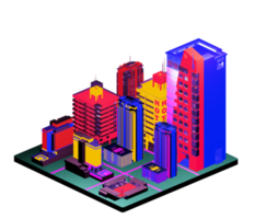 Retro isometric building png