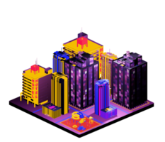 Isometric building in retro style png