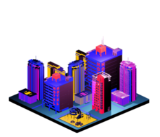 Isometric building in retro style png