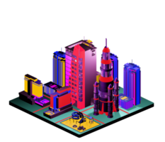 Retro isometric building png