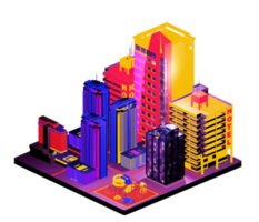 Isometric building arrangement png