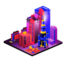 Isometric building arrangement png