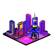 Isometric building in retro style png