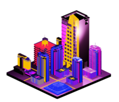 Isometric building in retro style png