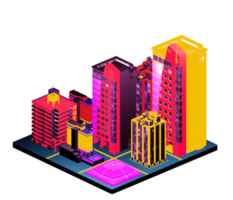 Isometric building in retro style png