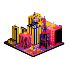 Retro isometric building png