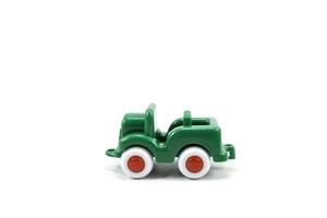 Army car open roof green paint plastic toy isolated on white photo