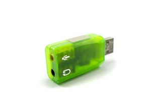 Green USB 2.0 sound card and two inputs for microphone and headset photo