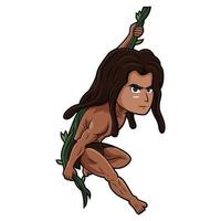 Tarzan chibi mascot logo design vector