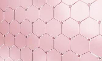 Pink transparency chemical glass hexagonal structure connection network background. Science and cosmetics concept. 3D illustration rendering photo