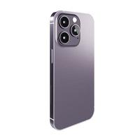 Back view of realistic new smartphone mockup with camera in purple color for product advertising UI and UX infographic presentation interface design. Technology concept. 3D illustration rendering photo