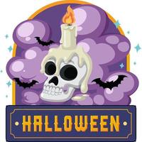 concepto de dibujos animados de logotipo de texto de feliz halloween vector