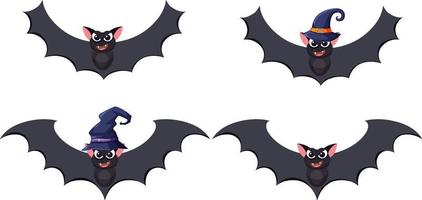 Different halloween bats set vector