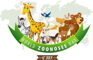 diseño de banner del día mundial de las zoonosis el 6 de julio